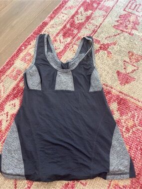 lululemon athletica Black and Gray Mesh Panel Tank Top
